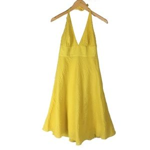 J. CREW yellow cotton seersucker halter dress
